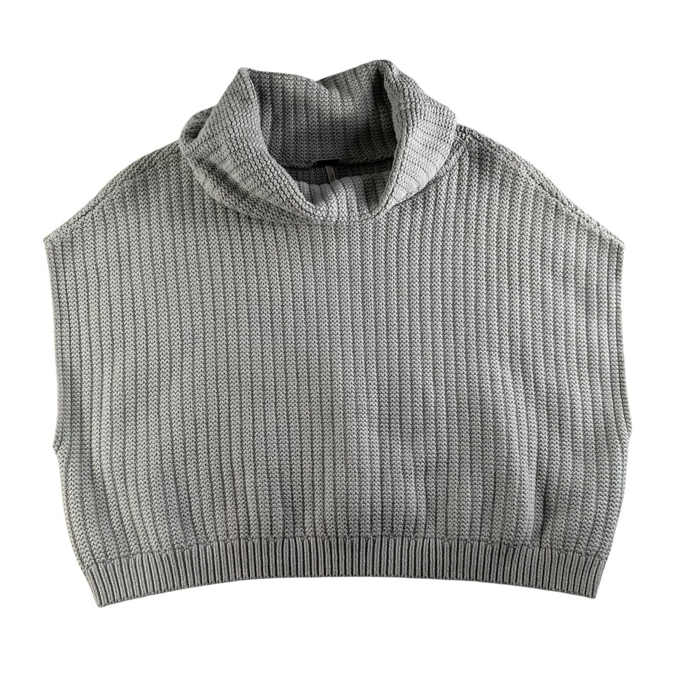 Free People XS Cropped Sweater Vest Keep It Simple Cowl Neck Slouchy Oversized - Picture 2 of 13